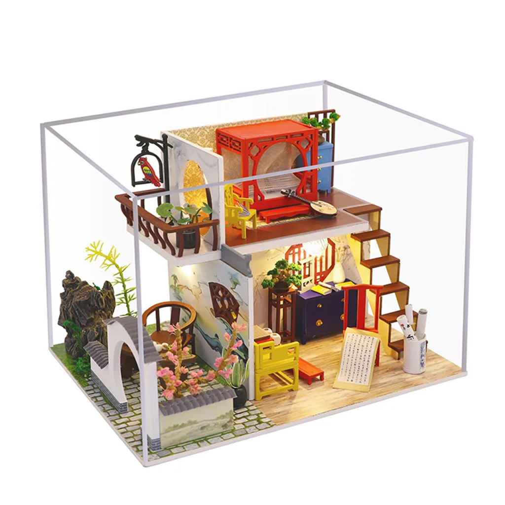 Новый 3D Деревянный DIY светодиодный светильник миниатюрный кукольный домик