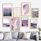 Настенная картина в скандинавском стиле на холсте с изображением дома лаванды озера моста абстрактные линии плакаты и принты для гостиной домашний декор роспись