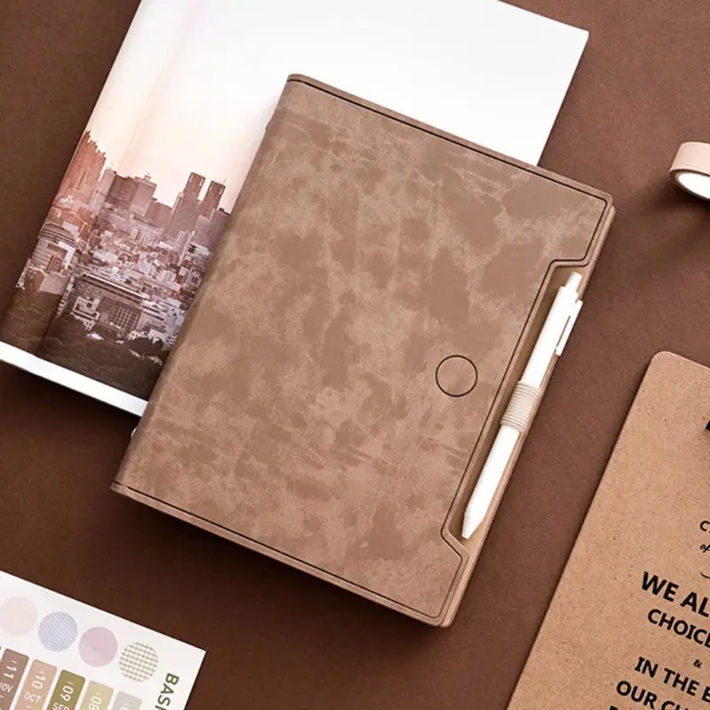 

PU Leather A5 Notebook Loose Leaf Diary Binder Planner Notepad with Pen Business Office School Supplies
