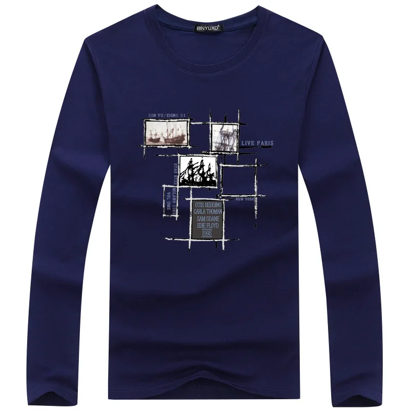 Мужская хлопковая футболка осень-зима модная весна с длинным рукавом