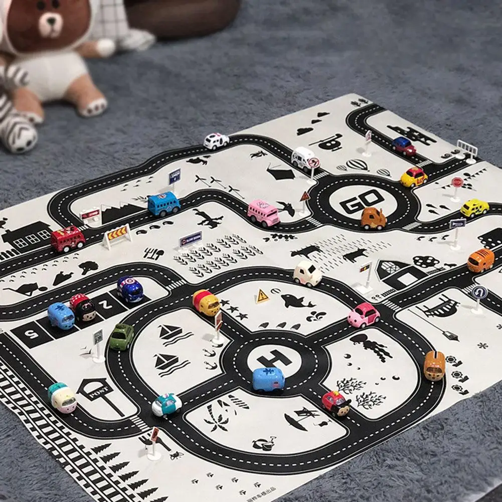 

Newborn Baby Playing Mat Kids Boys Girls Crawling Blanket Cute Cartoon Traffic Park Map Mat Toys for Children Funny Game Carpet