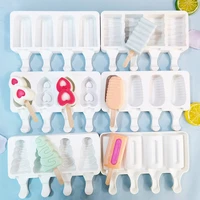 4 cell silicone popsicle ice cream molds diy homemade freezer ice lolly molds ice cube tray food safe popsicle maker