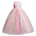 Белое свадебное платье с длинными рукавами для девочек кружевное платье принцессы из тюля для вечевечерние и дня рождения платье для первого причастия для девочек