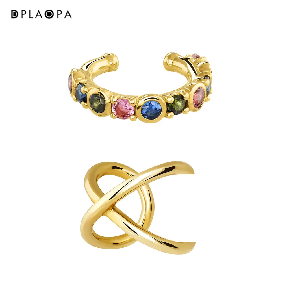

DPLAOPA 925 пробы Серебряное золото с покрытием Серебряный турмалиновый Хрящ Пирсинг клипсы без пирсинга женские Рок Панк ювелирные изделия