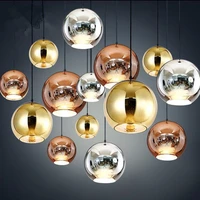 30 35 40cm 220v postmodern nordic coffee shop space electroplating mirror glass ball pendant lamp decoration decorate restaurant