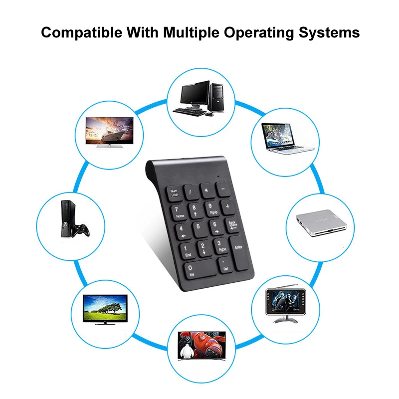 

Small-size 2.4GHz Wireless Numeric Keypad Numpad 18 Keys Digital Keyboard for Accounting Teller Laptop Notebook Tablets