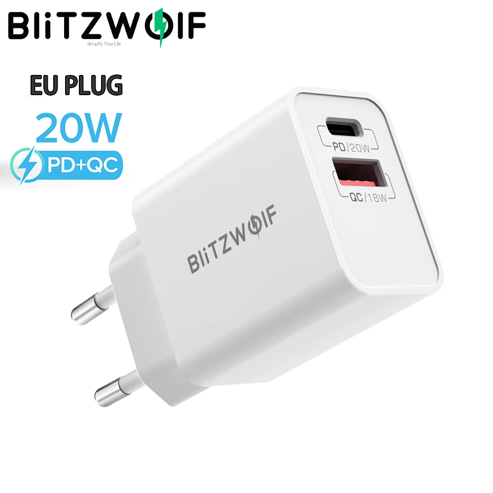 BlitzWolf BW-S20 20W 2-портовый PD3.0 QC3.0 настенное зарядное устройство Поддержка PPS FCP SCP AFC