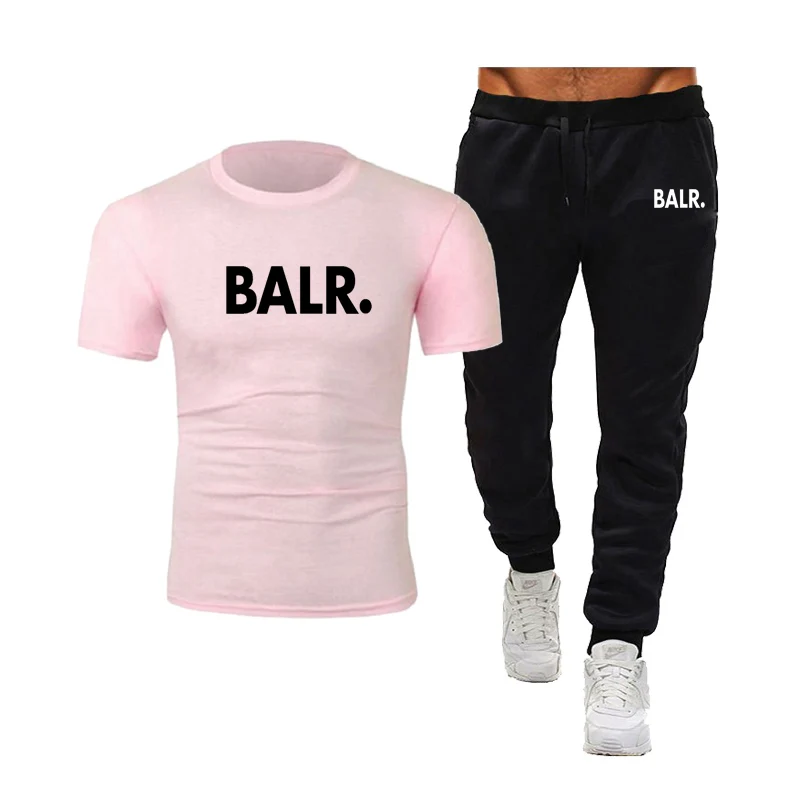 

Spring and autumn fashion casual brand men's short-sleeved suit sportswear fitness foot pants sports shirt T-shirt 2-piece set