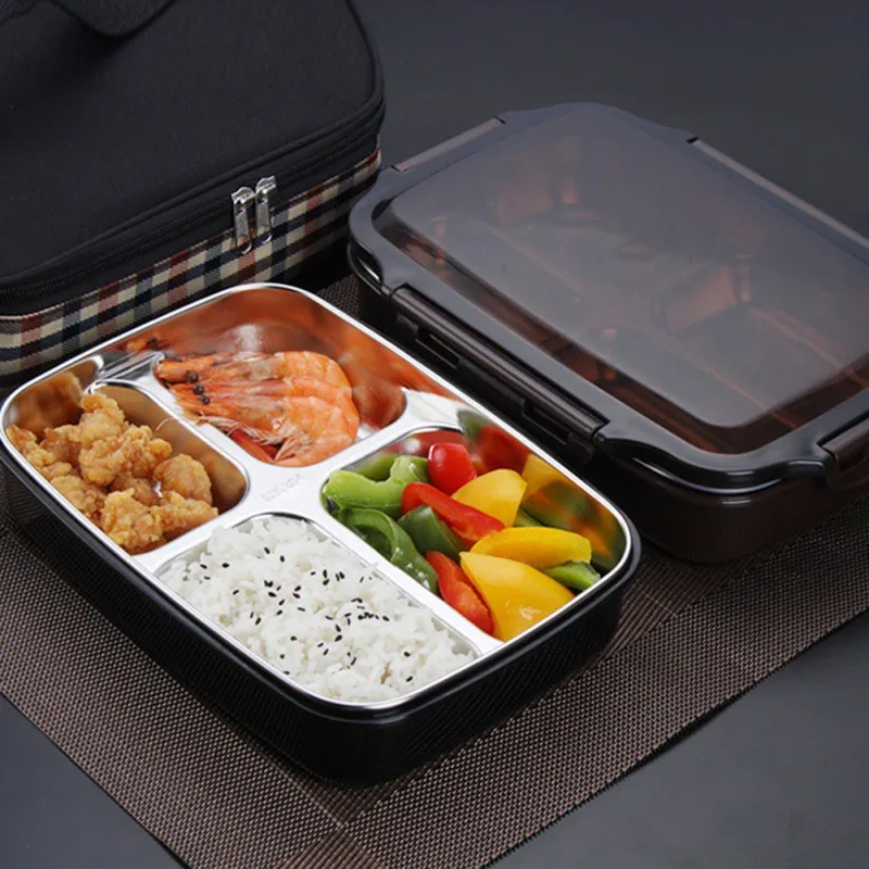 304 Bento Box изолированный Ланч бокс для фаст фуда с крытой столовой