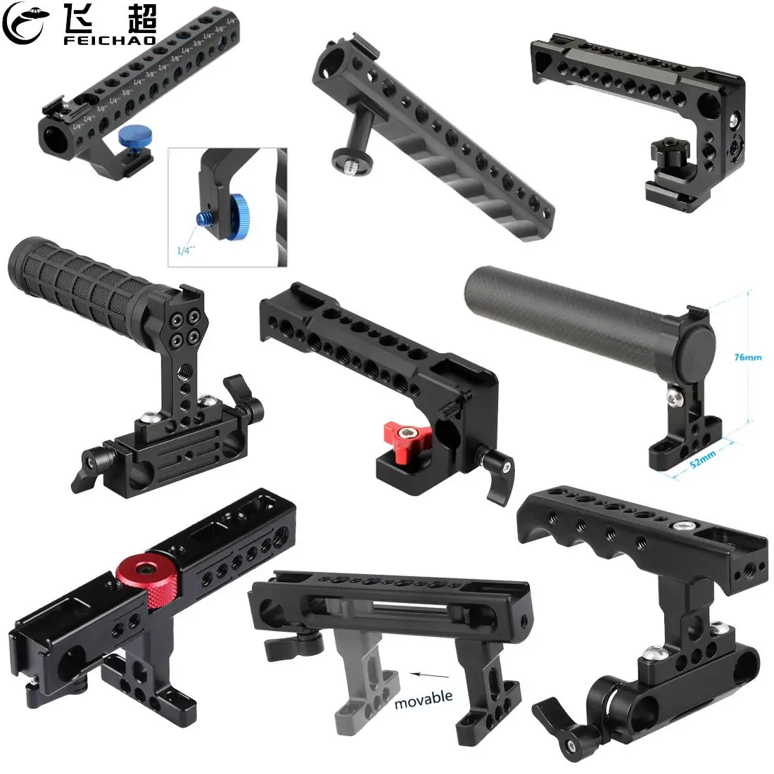 Универсальная клетка FEICHAO для камеры Верхняя ручка рукоятка Холодный башмак
