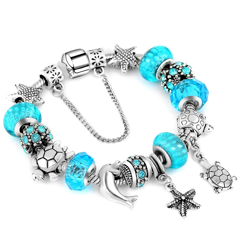 

Ocean Small Animal Fashion Crystal Bracelet Female Pan family style Charm Fashion Trend Lady Alloy Beaded Bracelet