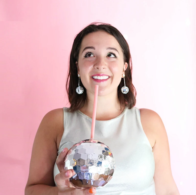 Портативный Серебристый диско шар Коктейльные Вечерние соломенные чашки