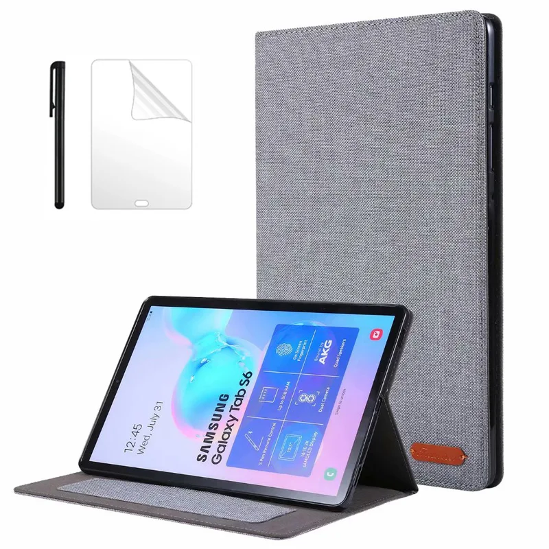 

2019 чехол для Samsung Galaxy Tab S6 10,5 дюйма, чехлы для планшетов T860 для Tab S6 10,5 дюйма, искусственная кожа, флип-чехол с подставкой + пленка + ручка