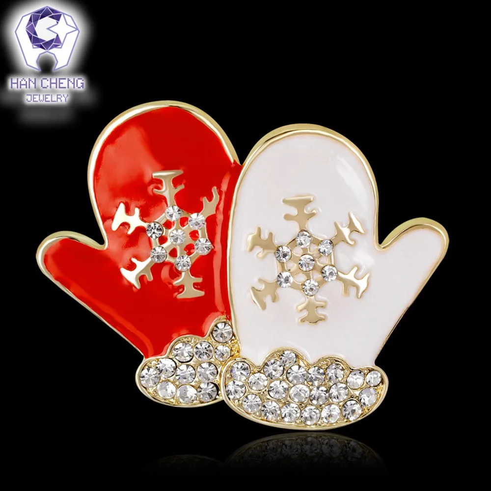 Han Cheng Модные новогодние перчатки глазурь золотые стразы драгоценный камень