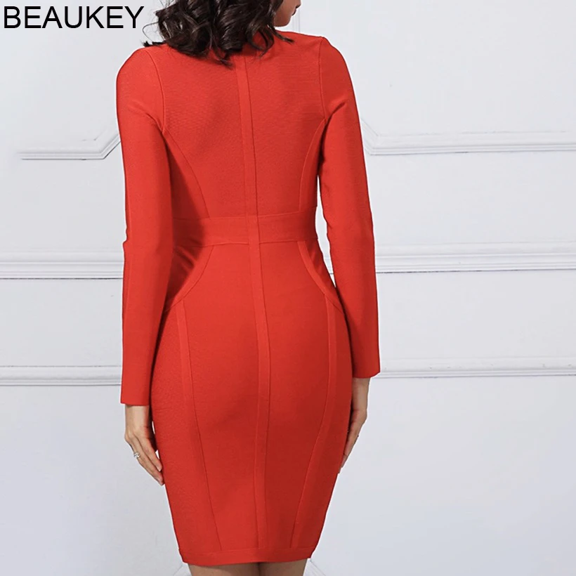 BEAUKEY 2019 красного зеленого и черного цвета для девочек Бандажное платье с длинным
