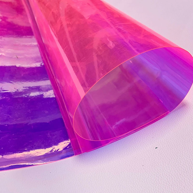 Радужная голографическая Прозрачная ПВХ Ткань Винил Материал Лук ремесло