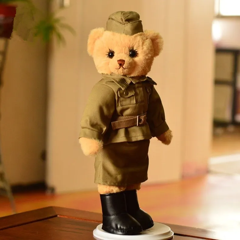 

28cm Handsome Teddy Bear Russian Military Uniform Joint movable Plush Doll Rilakkuma Creative Girlfriend Children birthday toy