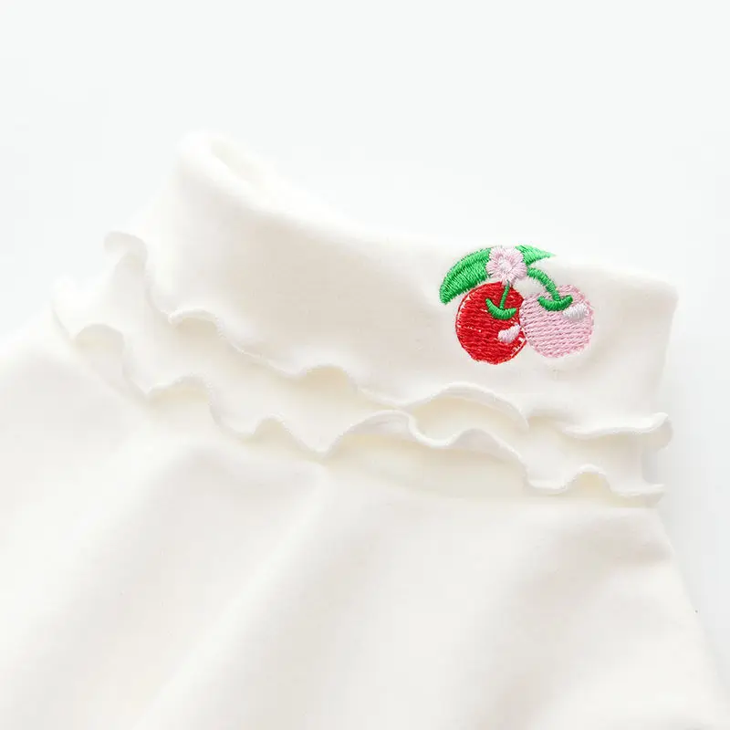 

Girls Baby kids Autumn Bottom t-shirts Spring Children Cotton Long Sleeve Warm t-shirts baby girls cherry causal tops 7188 01