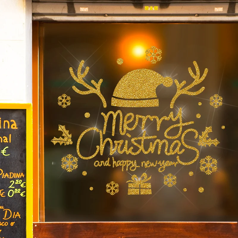 

[shijuekongjian] Christmas Window Stickers Vinyl DIY Festival Wall Decals for Living Room Bedroom Shop Glass New Year Decoration