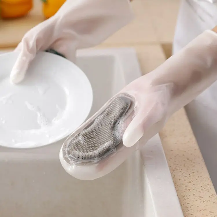 

2pcs Magic Cleaning Gloves Kitchen Dishwashing Scrubber Silicone Dish Washing Sponge Rubber Scrub Household Cleaning Tools