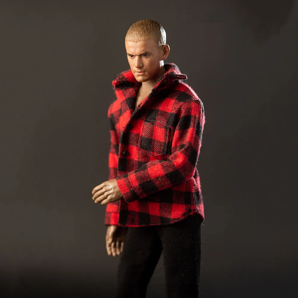 

1/6 Scale CJG-M011 Men's Long-sleeved Plaid Shirt and Black Denim Trousers Suit for 12 Inch Action Figure