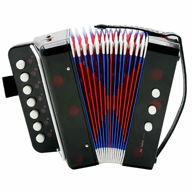 Mini Small Keyboard Accordion Rhythm Educational Musical Instrument Band with Harmonica(Ran Color) | Спорт и развлечения