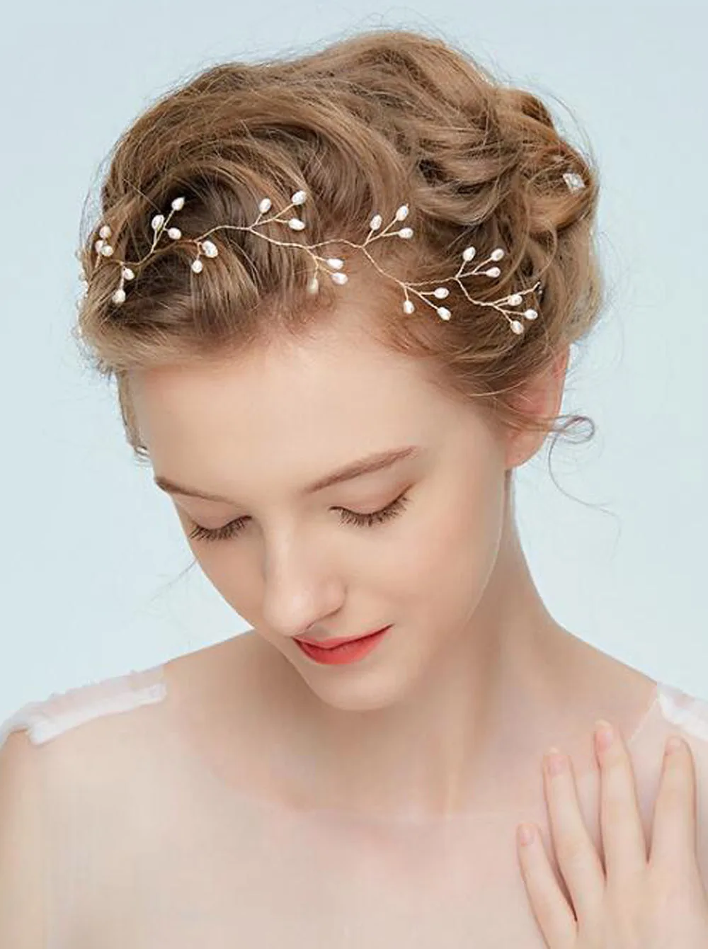 Повязка для волос с жемчугом невесты|Свадебные головные украшения| |