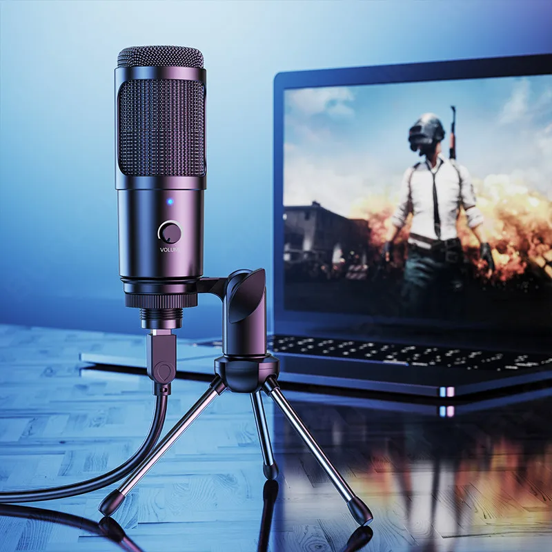 

Metal USB Condenser Recording Microphone Gaming For Laptop Windows Cardioid Studio Recording Vocals Voice Skype Chatting Podcast