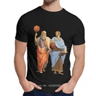Мужская футболка Платон и Аристотель в эпическом баскетбольном матче, Приталенная футболка с графическим принтом с забавным мультяшным дизайном