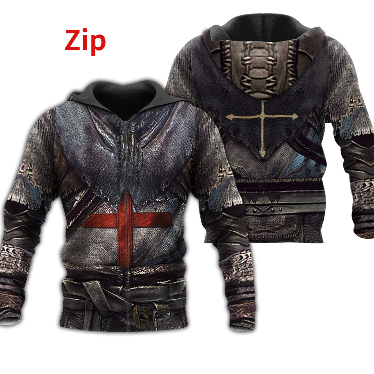

Костюм рыцарский Templar Armo с 3D принтом, новая модная Осенняя Толстовка/худи/толстовка на молнии, уличная одежда унисекс
