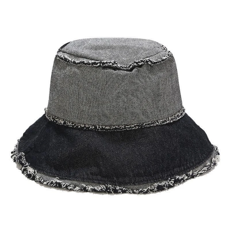 Панама женская джинсовая в Корейском стиле шапка рыбака с плоским верхом модная
