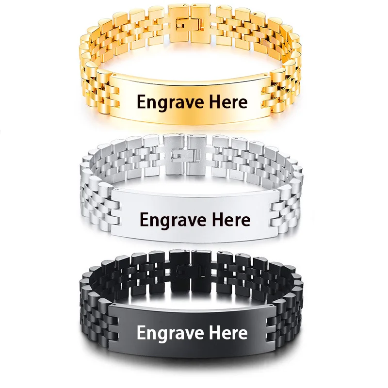 На заказ выгравированное Имя Ювелирные изделия модный браслет для мужчин Панк