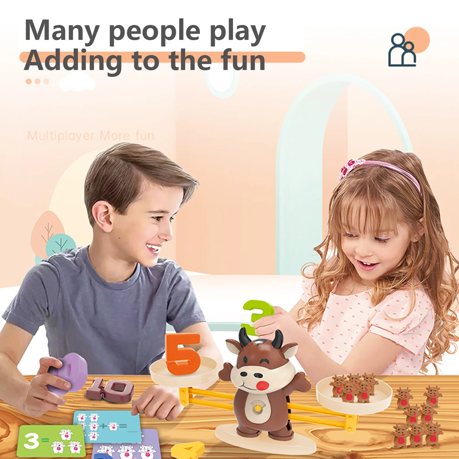 

Toys for children Lovely Cartoon Cow Balance Game Scale Mathematical calculation Games Development Intelligence Educational Toys