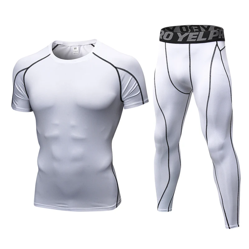 2 шт. компрессионный Быстросохнущий облегающий спортивный костюм мужской