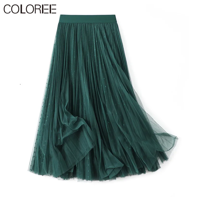 

New 2021 Korean Fashion Pleated Long Skirts Womens Spring Summer Casual Elegant Draped Maxi Skirt Faldas