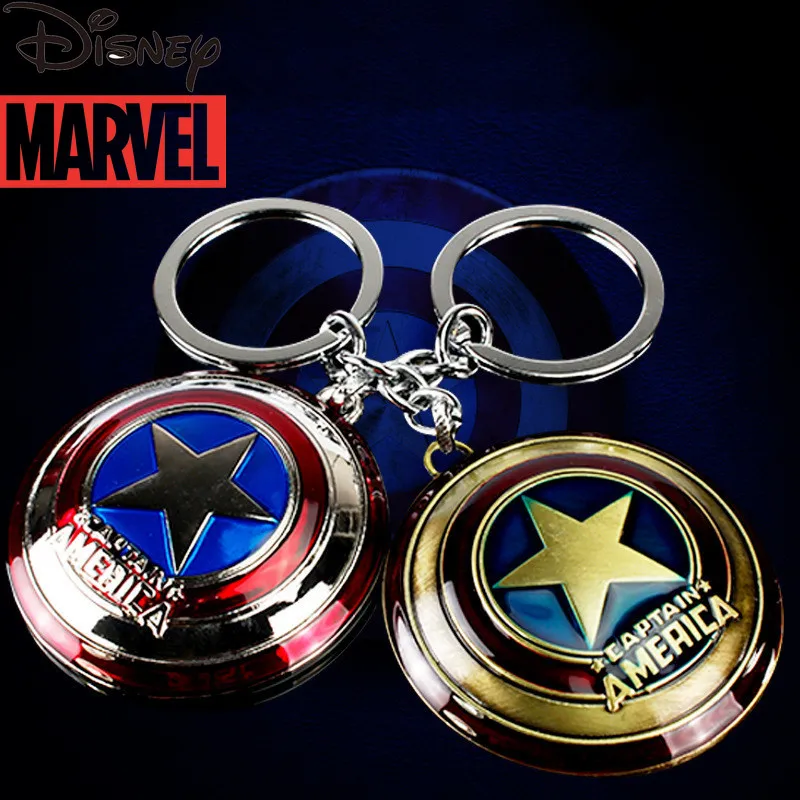 

Disney Marvel Avengers Metal Keychain Spiderman Captain America Shield Keyring Action Figure Pendant Gift