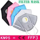 102050100 шт kn95 маска для лица с дыхательным клапаном Противопылевой респиратор с клапанного маска для лица Уход за кожей лица эквивалентно ffp2 близко к ffp3