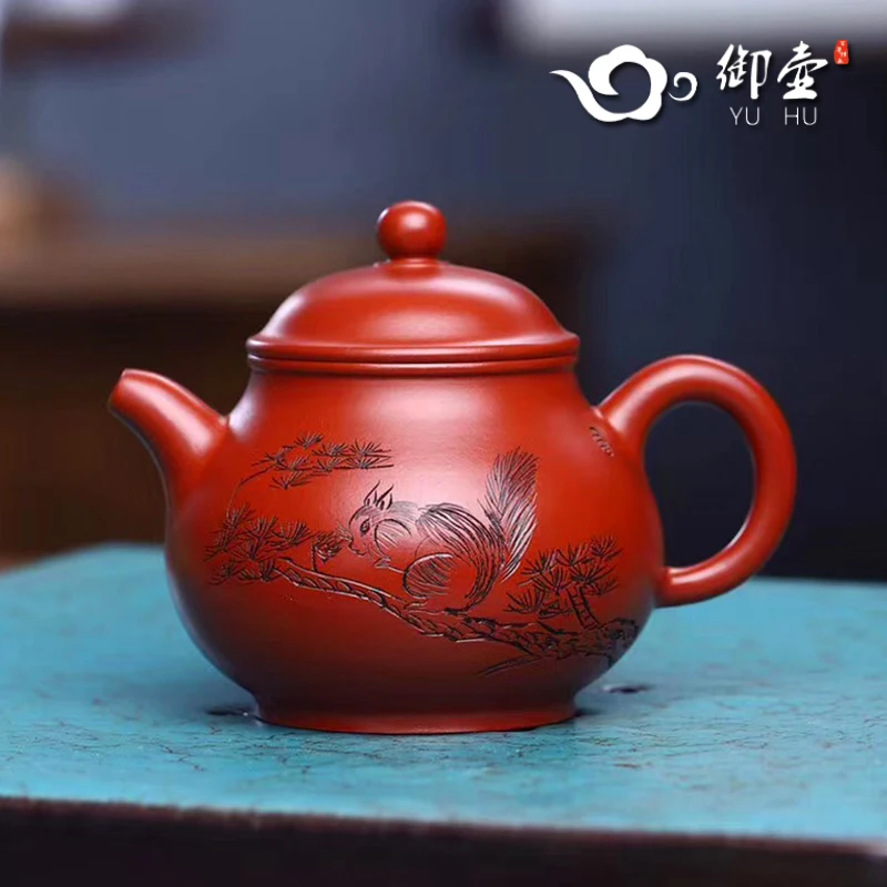 

★Royal pot teapot yixing recommended pure manual 9 hole kung fu tea set undressed ore mud dahongpao squirrel zhu pan pot