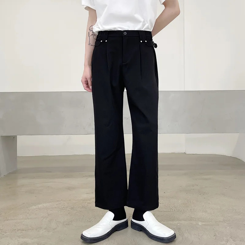 

Men's Wear 2021 Autumn New Black Loose Wide Leg Pants For Couple Elastic Waist Causal Straight Trousers For Male Pants
