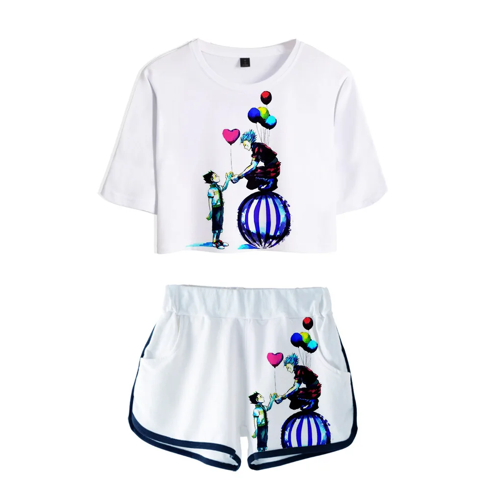 Аниме Hunter X Hisoka Женский комплект 2 шт. Conjunto Feminino женские укороченный футболка и