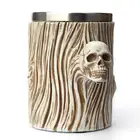 Большая кружка из нержавеющей стали, пивная кружка со съемной двойной стенкой, 600 мл, кружки с ручкой в виде черепа, искусственная кружка, посуда для напитков