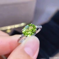 kjjeaxcmy fine jewelry 925 sterling silver inlaid natural peridot ring delicate new female gemstone ring exquisite support test