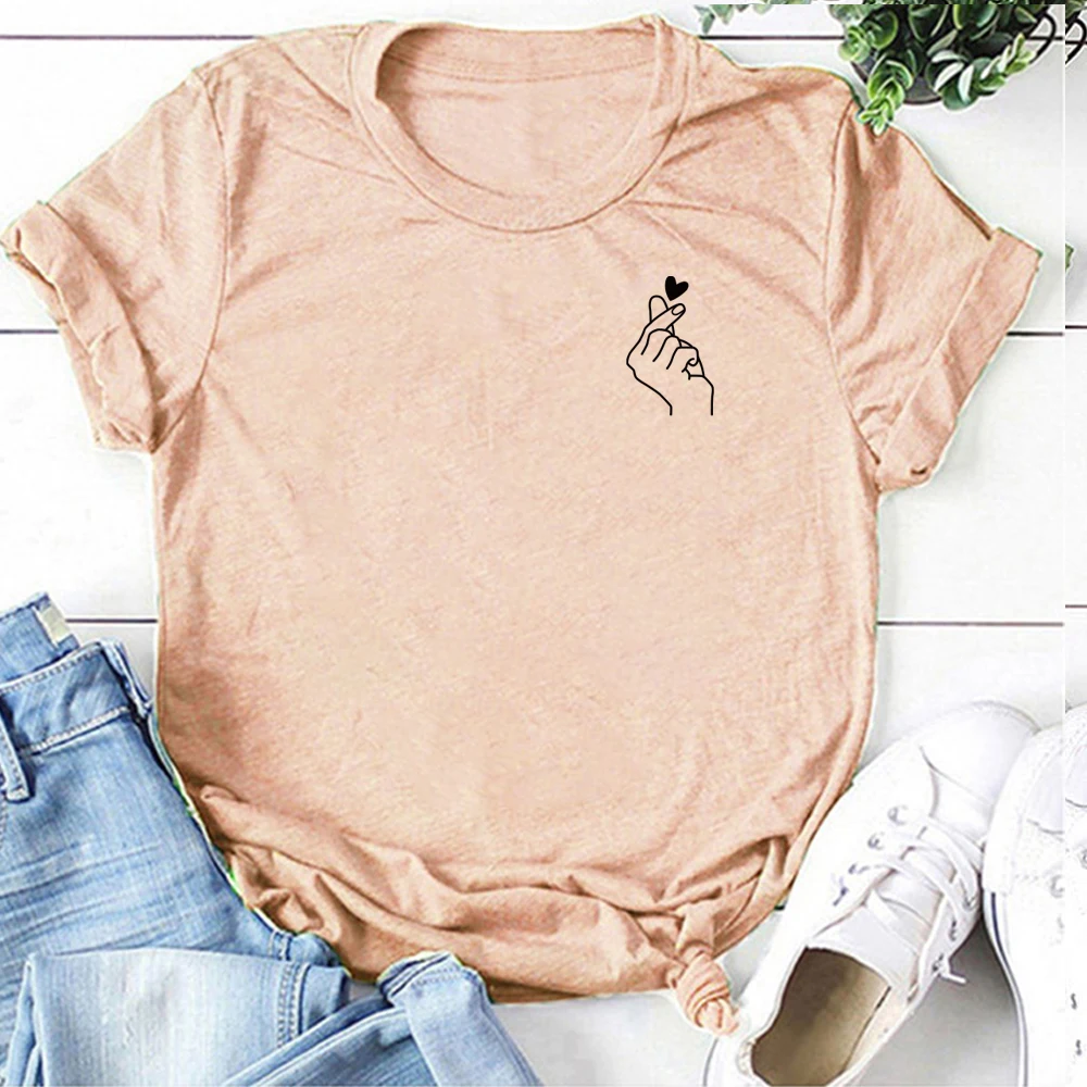 Мелким шрифтом победы принтом сердечки и милым футболки для женщин 2020 летние
