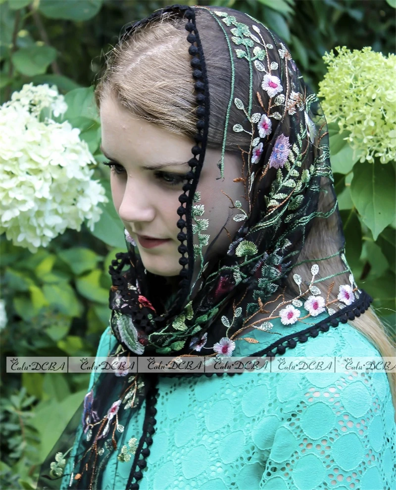 2020 Цвет слоновой кости синий черный католическая вуаль мусульманская элегантная