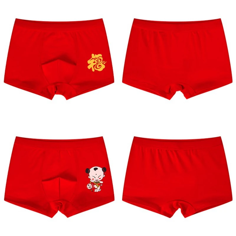 Новинка Детские красные хлопковые трусы с рисунком Трусы боксеры Шорты для