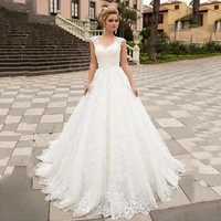 luxury princess ball gown white wedding dress with lace appliques v neck tulle lace up bespoke bridal dress robe de mariee