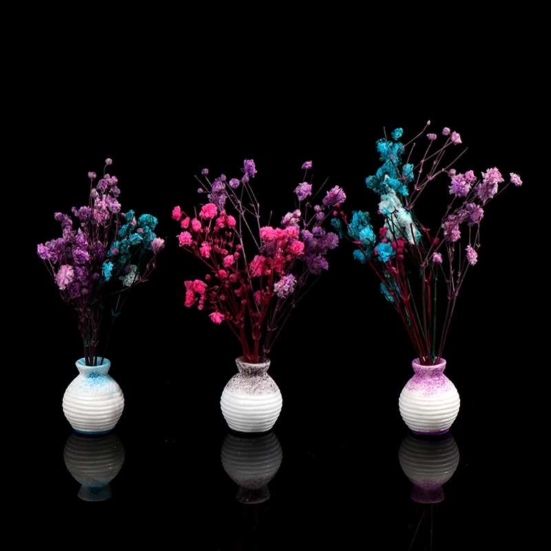 

1/12 Dollhouse Miniature Accessories Mini Resin Vase With Flower Simulation Flower Arrangement Model Toys Doll House Decoration
