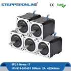 Шаговый двигатель Nema 17 для 3D-принтера с ЧПУ, Nema 17, 48 мм, 59 см, 2 А, 17HS19-2004S1, 4-проводной, с кабелем 1 м, для самостоятельной сборки, 5 шт.