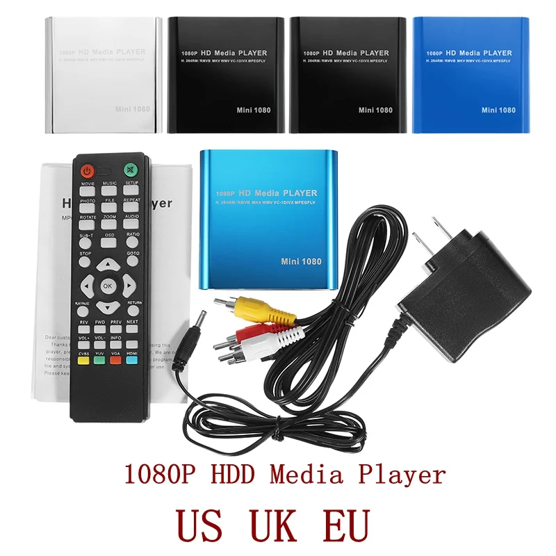 LEORY 1080P мини HDD медиаплеер HDMI AV USB хост Full HD с SD MMC кардридер Поддержка H.264 MKV AVI 1920*1080P 100Mpbs