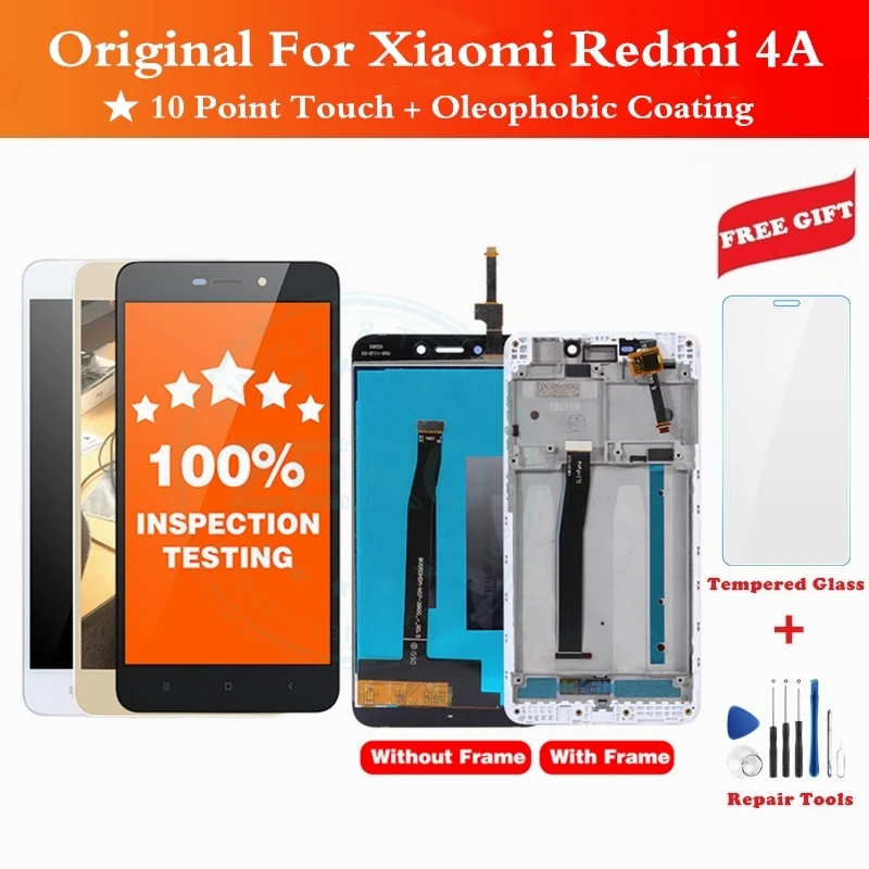 ЖК дисплей и рамка для Xiaomi Redmi 4A оригинальный 10 точечный сенсорный экран дигитайзер дисплея запасные части